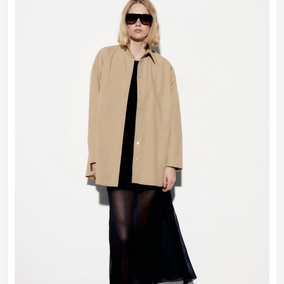 Women Zara Oversized Vented Poplin Shirt Size XS - Picture 3 of 3